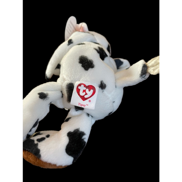 Ty Beanie Baby Cow Plush Stuffed Animal Tipsy White Black - Picture 6 of 7